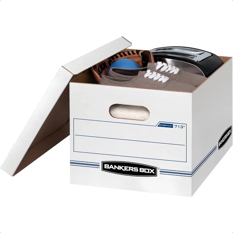 Confezione da 6 0071303 Scatole portaoggetti per file di base STOR FILE Assemblaggio standard Coperchio sollevatore Lettera Legale Bianco Blu