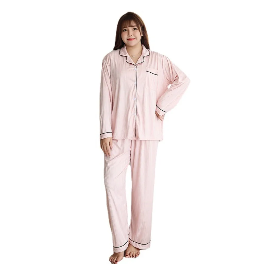 Women's Sleepwear 2 Piece Sets New Autumn Long Sleeve Pajamas for Woman Nightwear 5XL Large Pyjamas Home Set Female Homewear 6