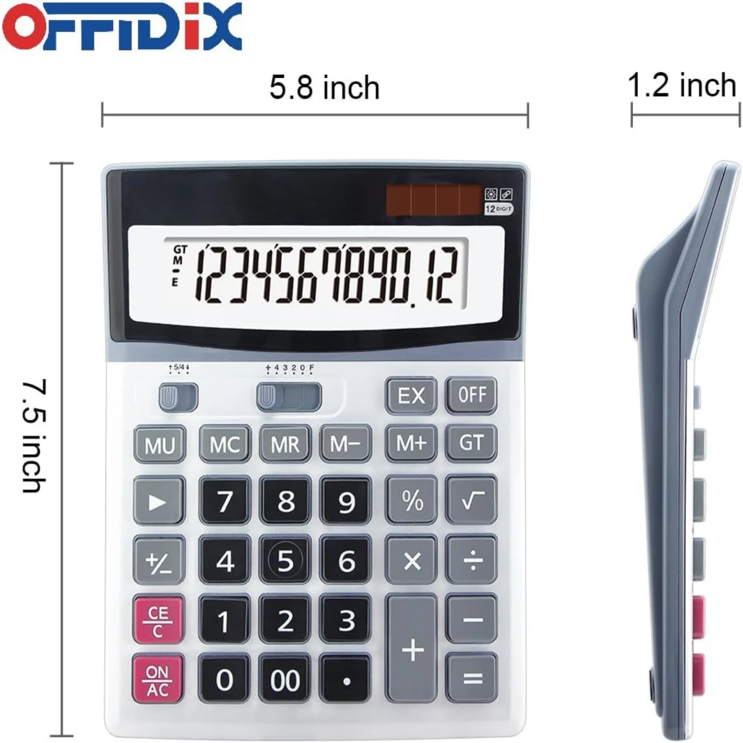 Large Key Calculators Office Desktop Calculator, Dual Power Electronic Calculator Portable 12 Digit Large LCD Display Calculator