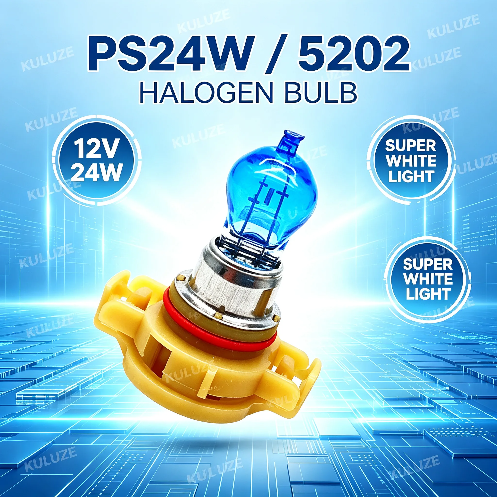 2Pcs PS24W 5202 Halogen Headlight Bulbs 5500K Super White Clear Quartz Car Front Fog Lamp Auto Headlamp