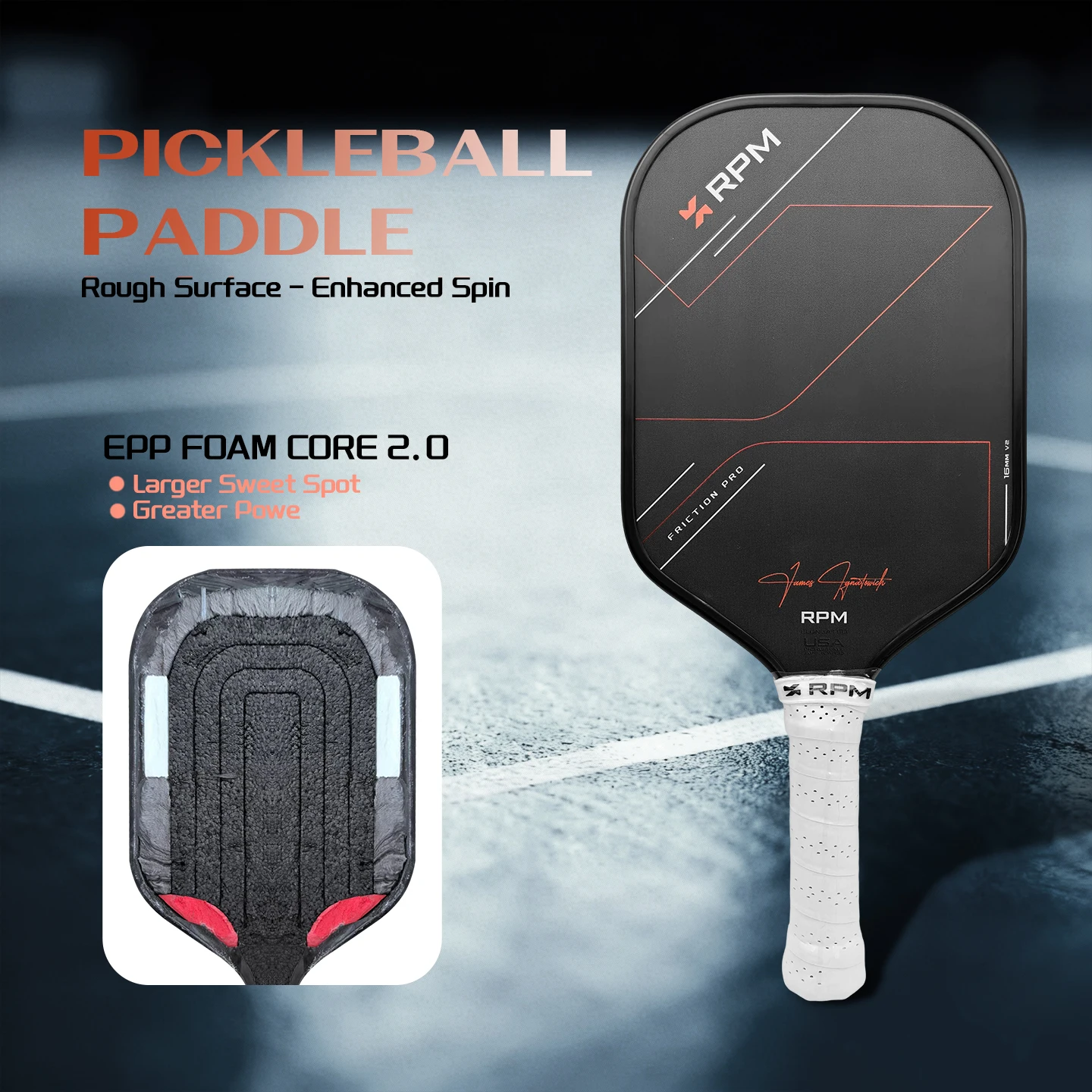 Monvik Manufacturer RPM V2 Pickleball Paddle Toray T700 Carbon Fiber 16mm/14mm Hot‑Press Molding Integrated