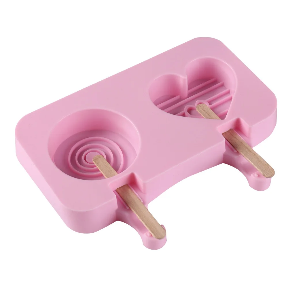 2024 New Ice Cream Silicone Mold Love & Animal Shape Cute Ice Cube Maker Homemade Ice Mould with Stick and Lid Kitchen Gadgets