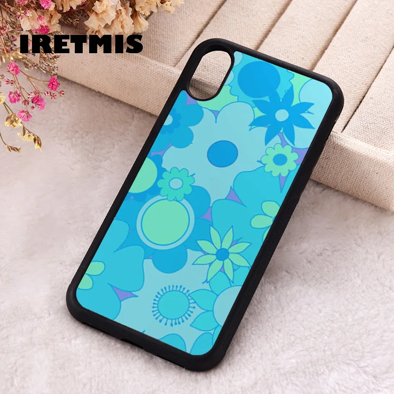 Iretmis Phone Cover Case For iPhone X XS Max XR 11 12 13 PRO MINI 14 15 16 Plus Rubber Silicone Flower Power Peach Fuzz