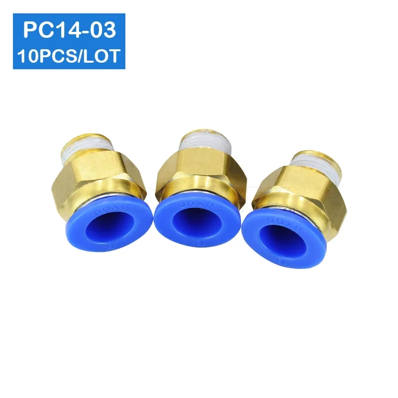 

HIGH QUALITY 10pcs BSPT PC14-03, 14mm to 3/8' Pneumatic Connectors male straight one-touch fittings