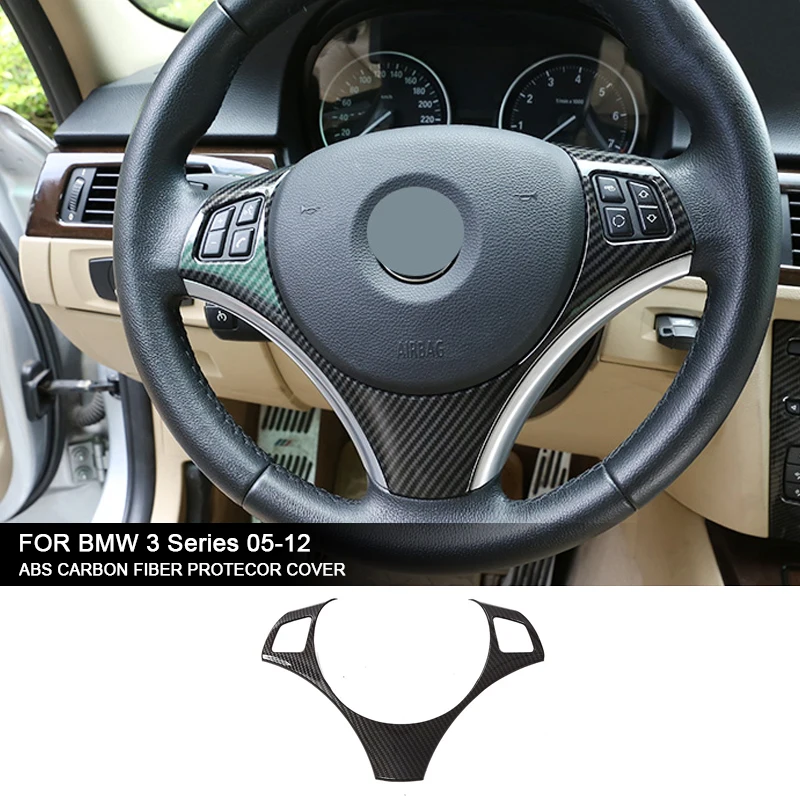

For BMW 1 3 Series E87 E90 E92 E93 2005-2012 ABS Carbon Fiber Car Steering Wheel Panel Decoration Cover Trim Sticker Accessories