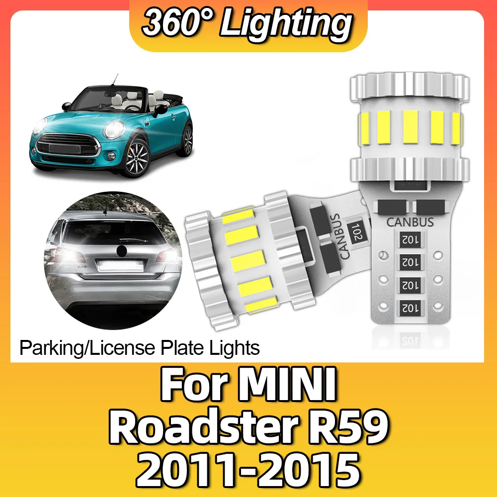 

2Pcs Canbus No Error LED T10 W5W Interior Light Dome Map License Plate Light For MINI Roadster R59 2011 2012 2013 2014 2015 12v