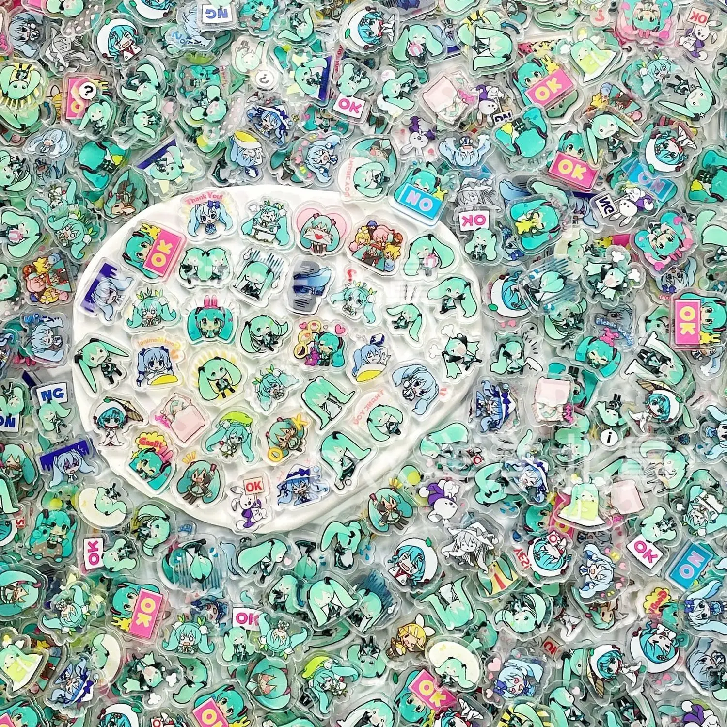 1cm 2cm 4cm single-layer Hatsune Miku acrylic pieces for DIY handmade hair clips and rings, free extras, gift for friends view 2