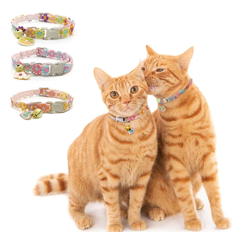 Cat Collars with Bell Cute Kitty Kitten Collars Adjustable Rainbow Collar for Cats Small Dogs Pet Necklace and Accessories