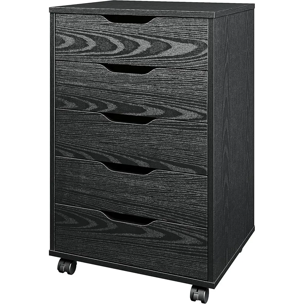 

Мобильный шкафчик 5/7 Der Mobile с деревянным основанием, на колесиках, для хранения под столом, для организации офиса, тумба для документов или для домашнего офиса (черный)