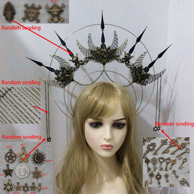 Gothic Lolita Halo Crown  DIY Material Vintage Church Mary Baroque Tiara Headwear DIY Kit Photoshoot Cosplay Hair Accessories