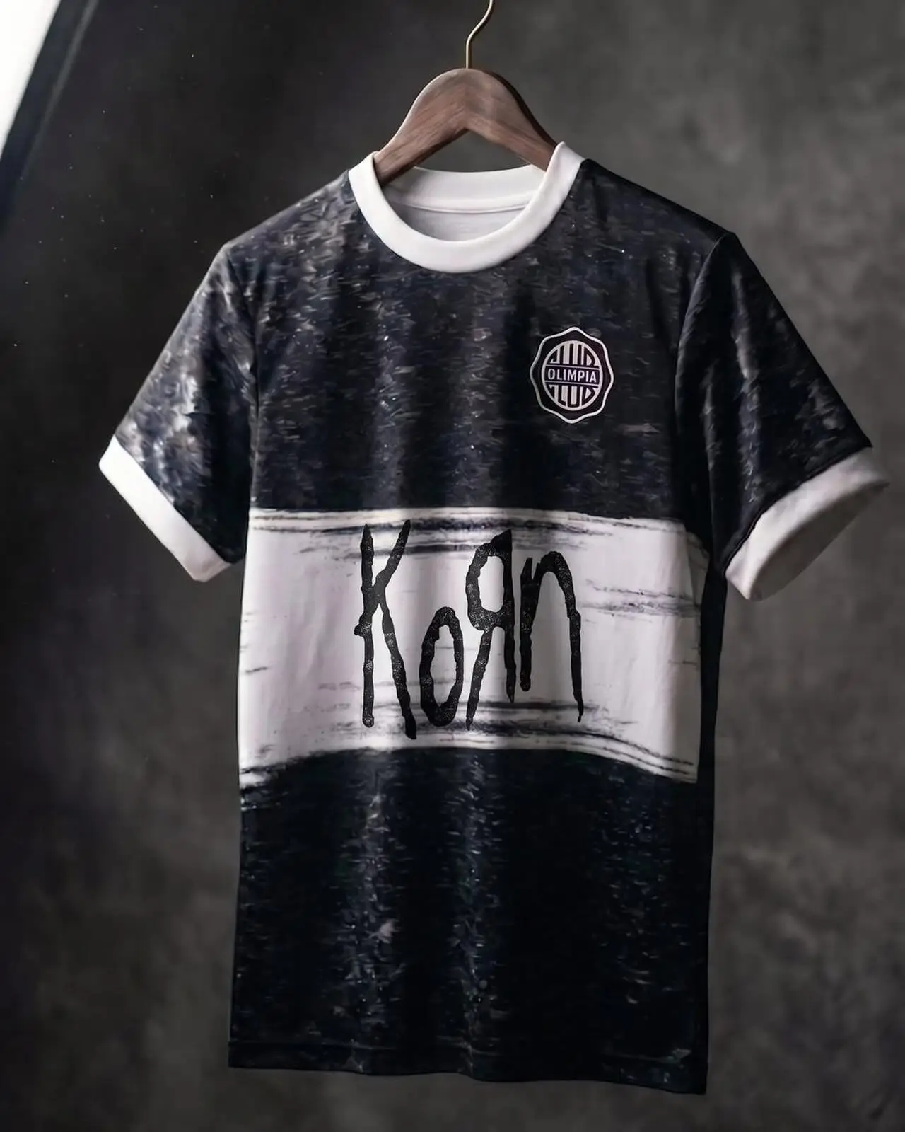 2026 New Korn Band Olimpia Club Black White Striped Ringer T Shirt Nu Metal Rock Music Short Sleeve Jersey Tee Family Clothing
