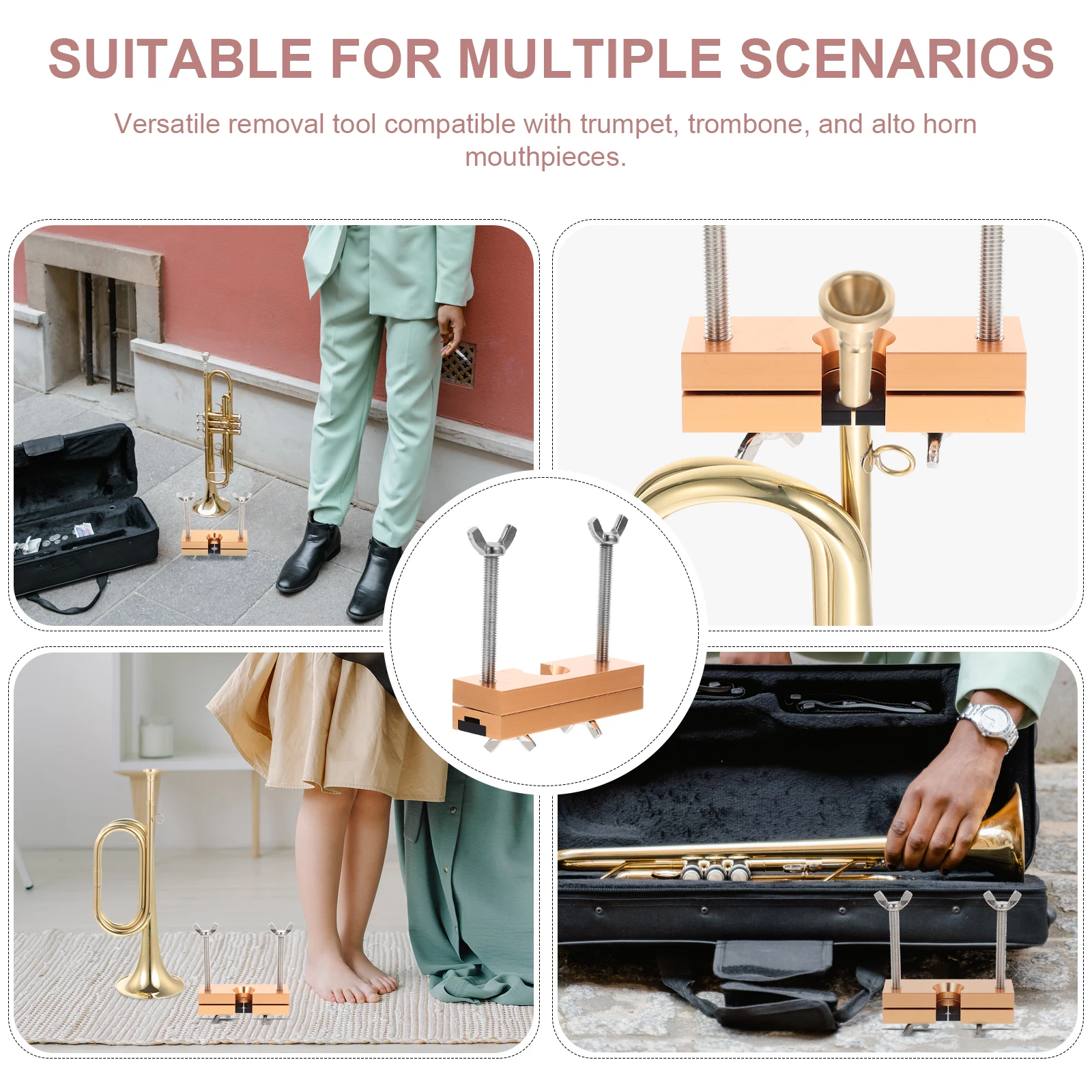 

Mouthpiece Puller for Trumpet Trombone Alto Horn Golden Small Long Tenor Tool Solid Reliable Practical Wind Instrument