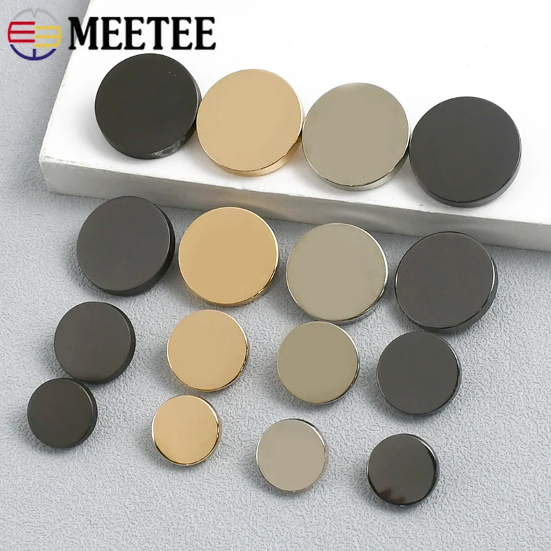10Pcs Meetee 10-28mm Metal Flat Round Button for Clothing Sewing Buttons Down Coat Buckle DIY Jacket Shirt Decorative Accessory
