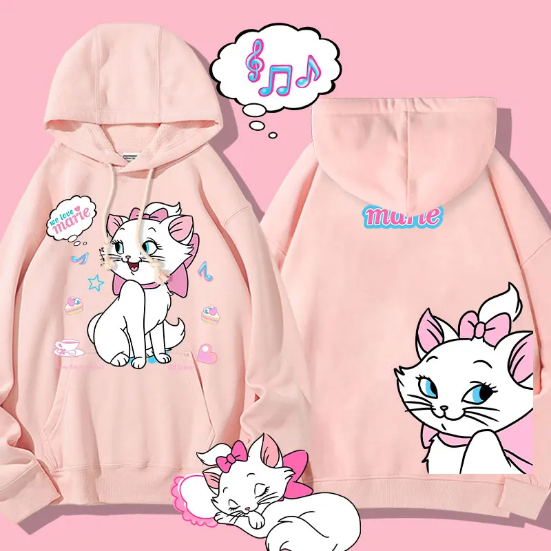 Disney The AristoCats Sweater  Disney Marie Women\'s Small Autumn  Winter Hooded Jacket Girls\' Clothes Cute Cartoon  Comfortable