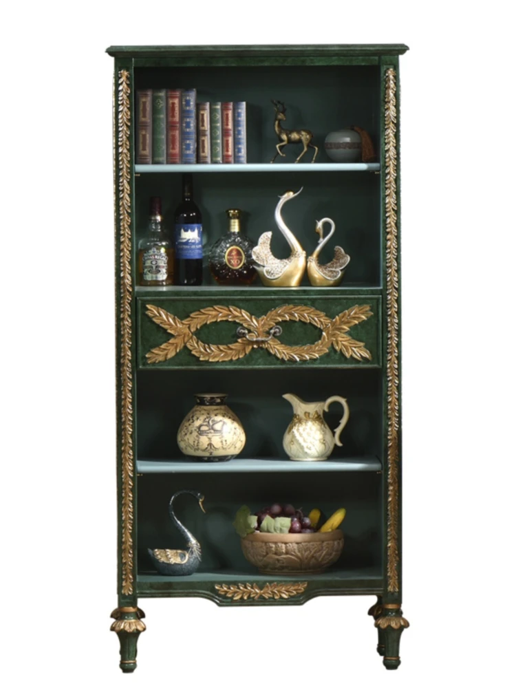 Study Peacock Green Retro Storage Locker Curio  Cabinet Multifunctional Bookcase Bookshelf