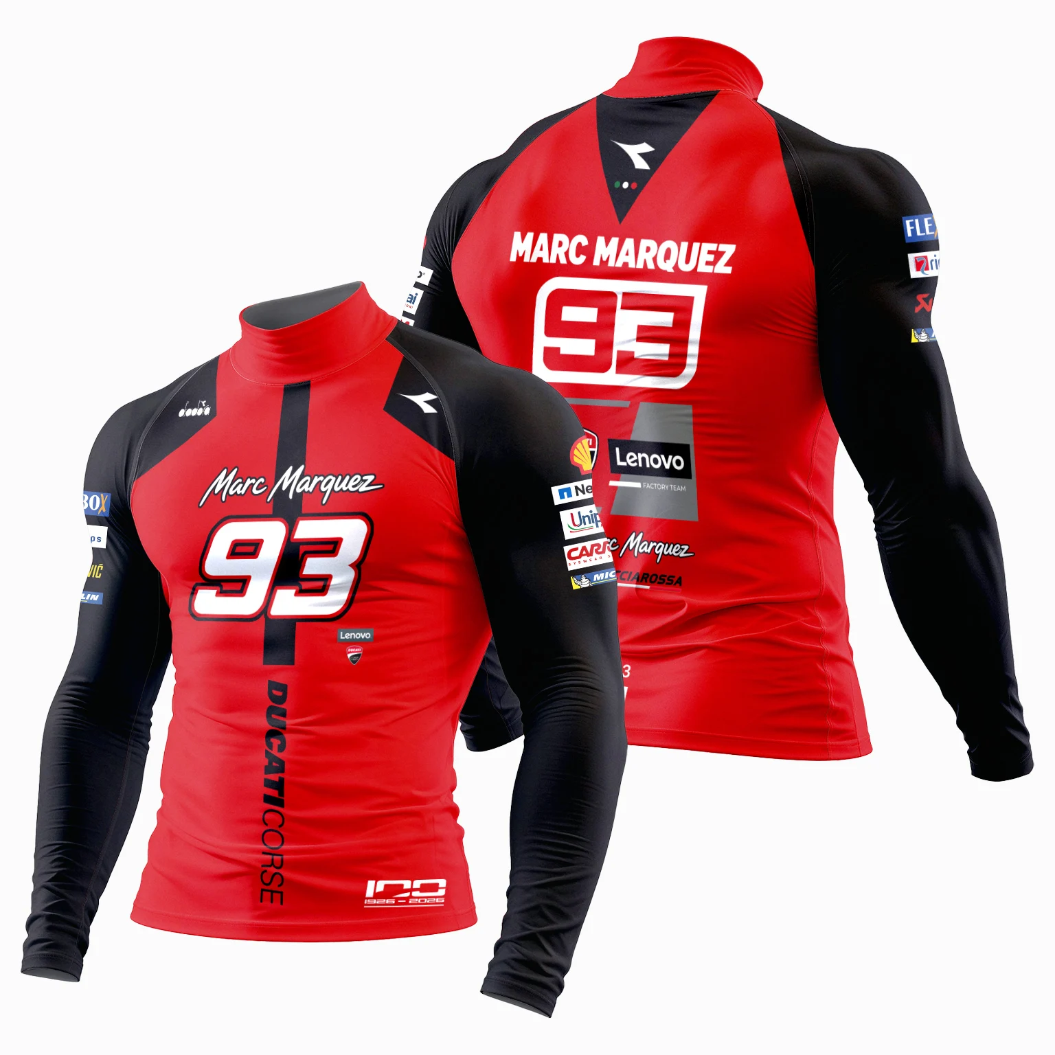 Marc Marquez 93 MotoGP Corse Men Tees Quick Dry Motorcycle Racing Jersey Sport Outdoor Extreme Sports Mock Neck Long Sleeve Top
