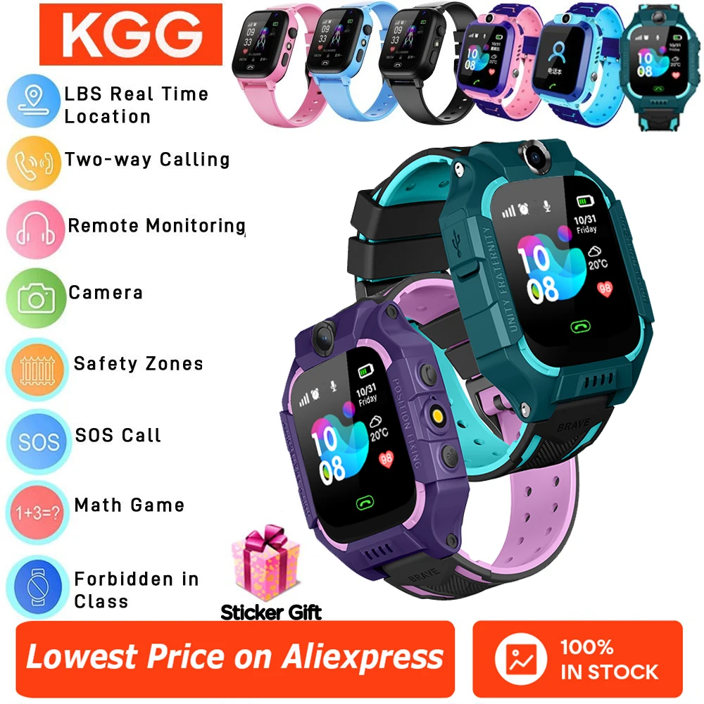 Kids Smart Watch SOS Call LBS Location 2G Internet 4G Sim Card Child SmartWatch Camera Waterproof Phone Watch with Sticker