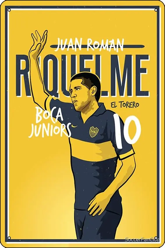 Oedrtqi Juan Roman Riquelme - Boca Juniors Art Print Funny Metal Tin Sign for Home Kitchen Bar Room Garage Decor ;