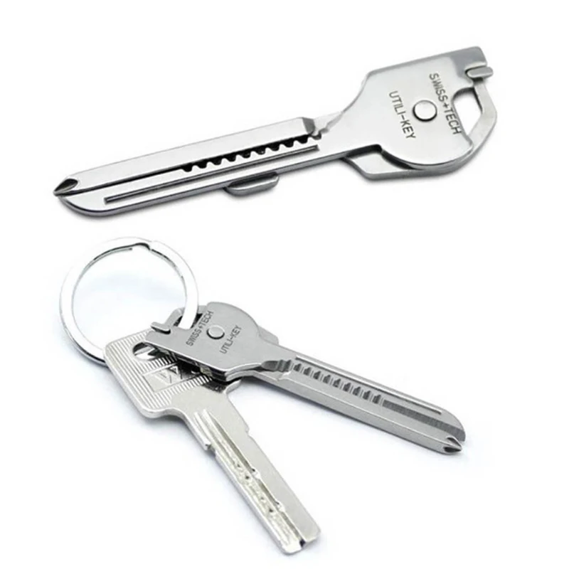 1PC EDC Multi Tool 6 in 1 Stainless Steel Utili-Key Key Ring Chain Pendant Pocket Cutter Mini knife unboxing knife Screwdriver