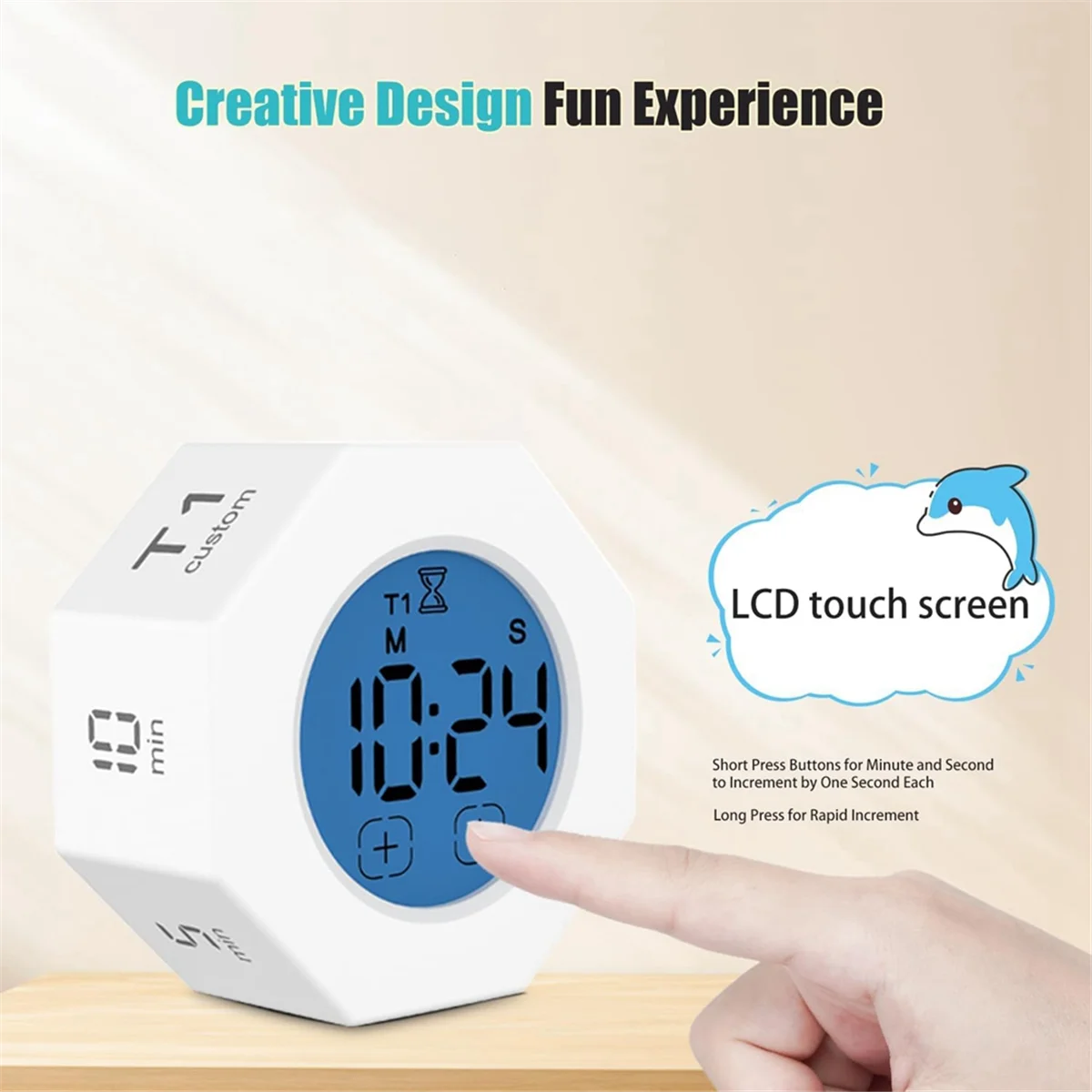 ABIY Pomodoro Timer, Productivity Timer Square, Octagonal Gravitational Flip Focus Timer,Mute & Adjustable Sound Alert