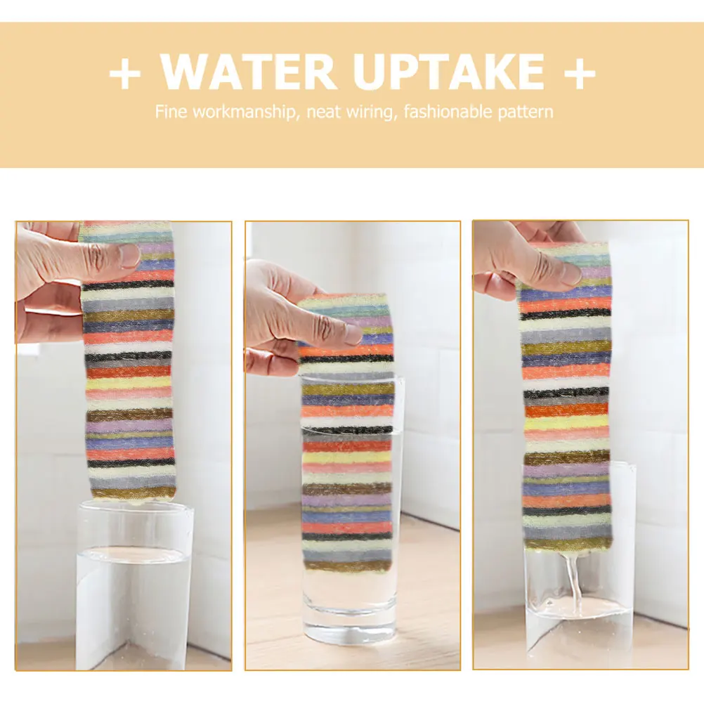 

10pcs Colored Strip Towel Kitchen Cleaning Cloth Microfiber Scrubber Soft Absorbent Fast Drying Practical