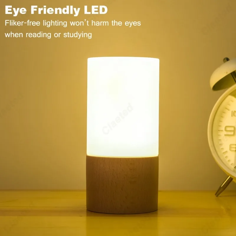 Creative New LED Solid Wood USB Night Light for Home Bedroom Study Atmosphere Lighting Fixtures