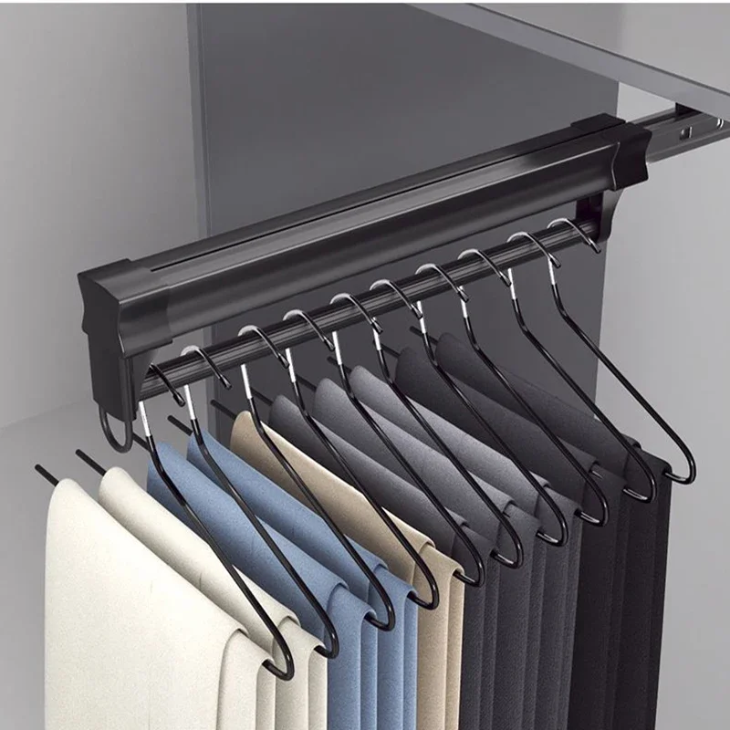 

Rail Clothing Pull-out Wardrobe Closet Mount Rack Ball Rod Valet Top Adjustable Duty Bar Hanger Slide Heavy