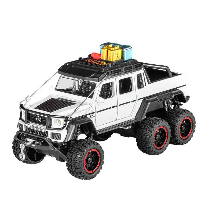 1:24 BENZ G63 6X6 édition aventure alliage modèle de voiture son et lumière retirer jouet pour enfants à collectionner cadeau d'anniversaire