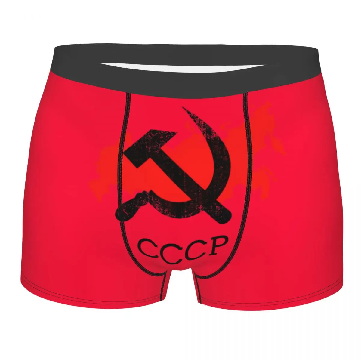 Men USSR CCCP Flag Boxer Shorts Panties Breathable Underwear Russia Army Military Homme Funny Plus Size Underpants