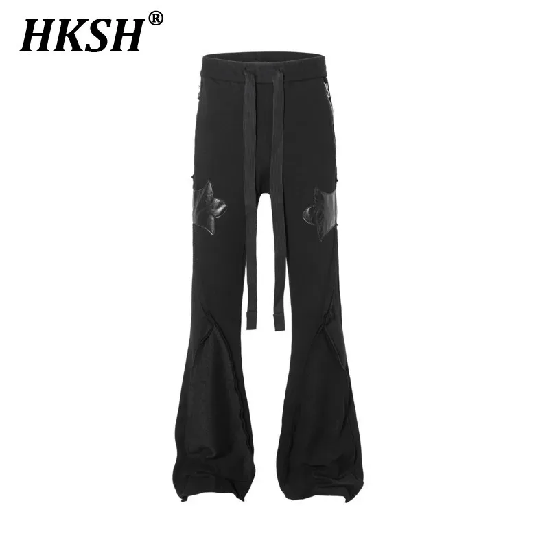 HKSH Men's Tide Waste Land Style Punk Autumn New High Street Niche Washed Dirty Edge Micro Flared Casual Pants Women Chic HK2680