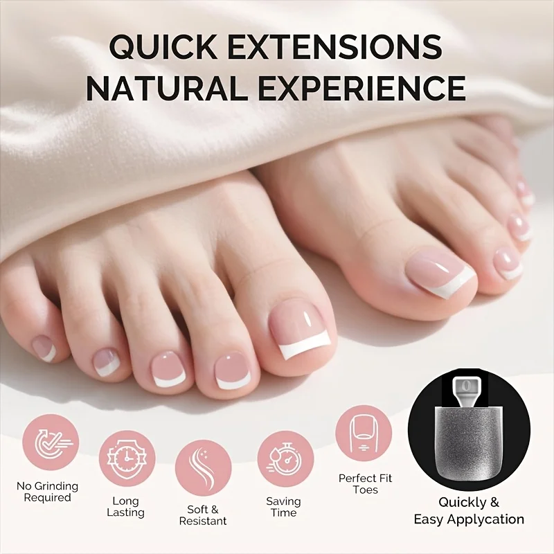 Kurze, quadratische Nagelspitzen für die Zehen, 15 Größen, 180 Stück, matte, weiche Nagelverlängerungen für vollständige Abdeckung der Zehennägel, matte Press-On-Nägel für die Fußpflege. – Detail 2