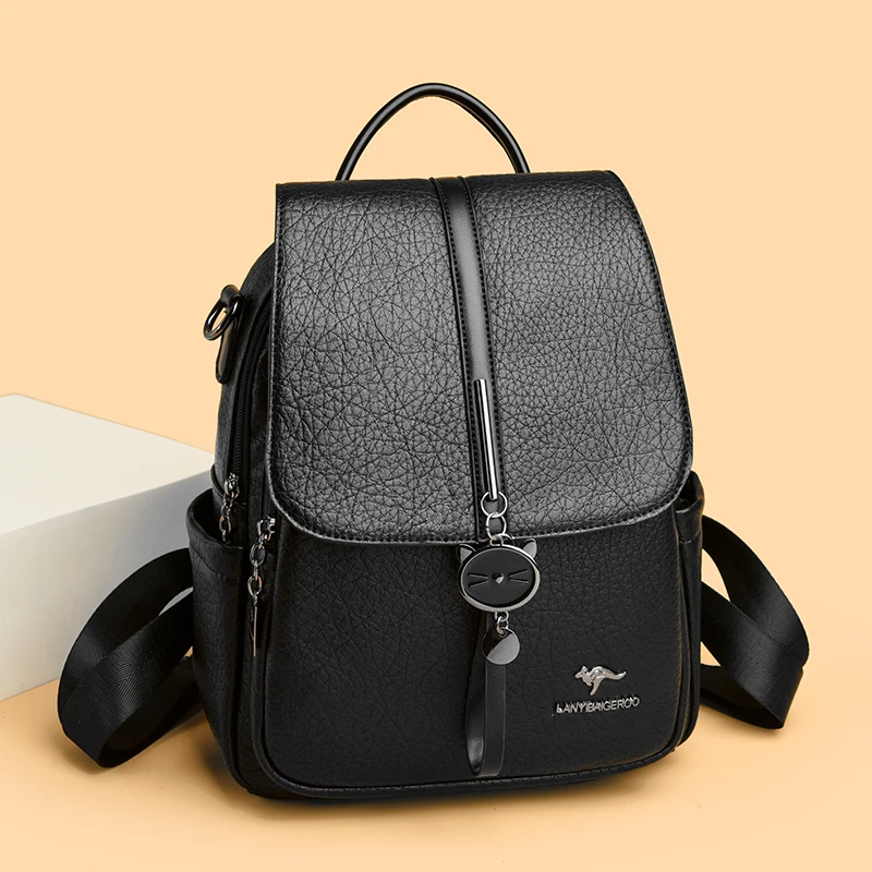 

Women Large Capacity Backpack High PU Quality Leather Vintage Bags for Women Bags Travel Rucksack Ladies Knapsack