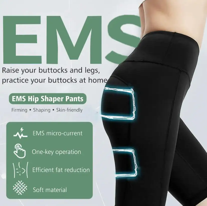 High Waist Yoga Pants with EMS Muscle Stimulator Buttocks Hip Trainer Abdominal ABS Stimulator Fitness Body Slimming Massager
