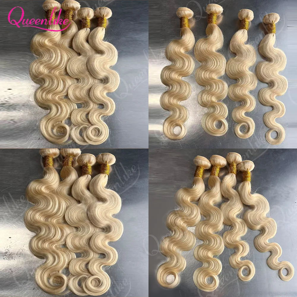 Queenlike 613 Blondes Hiar Extension Brazilian Hair Weave Bundles 12A Human Hair Body Wave Bundles 1/3/4 Bundles 24 24 24 INCH image 3