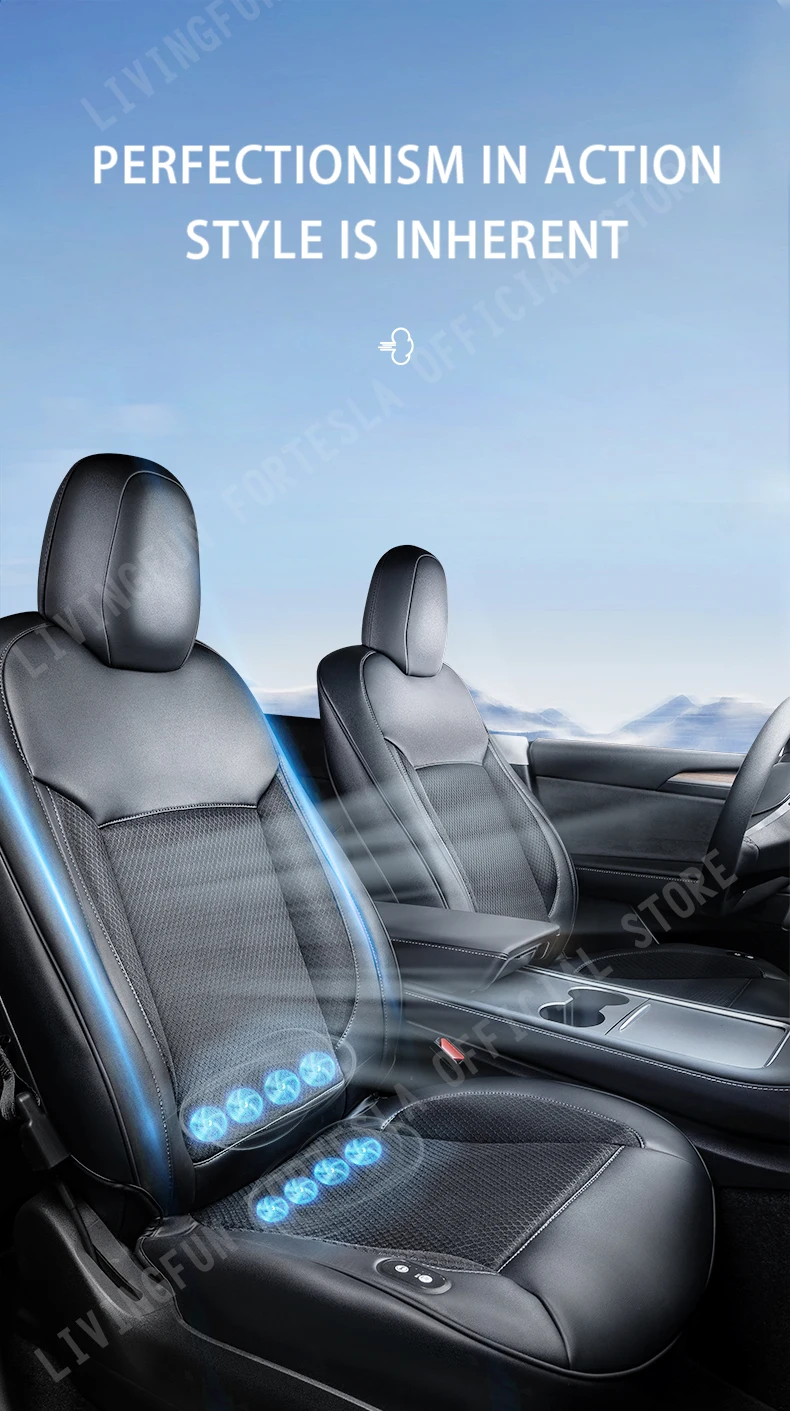 Livingfun For Tesla Model 3 Model Y Breathable Ventilated Cooler Seat Cover Ventilated Car 12v Accessories