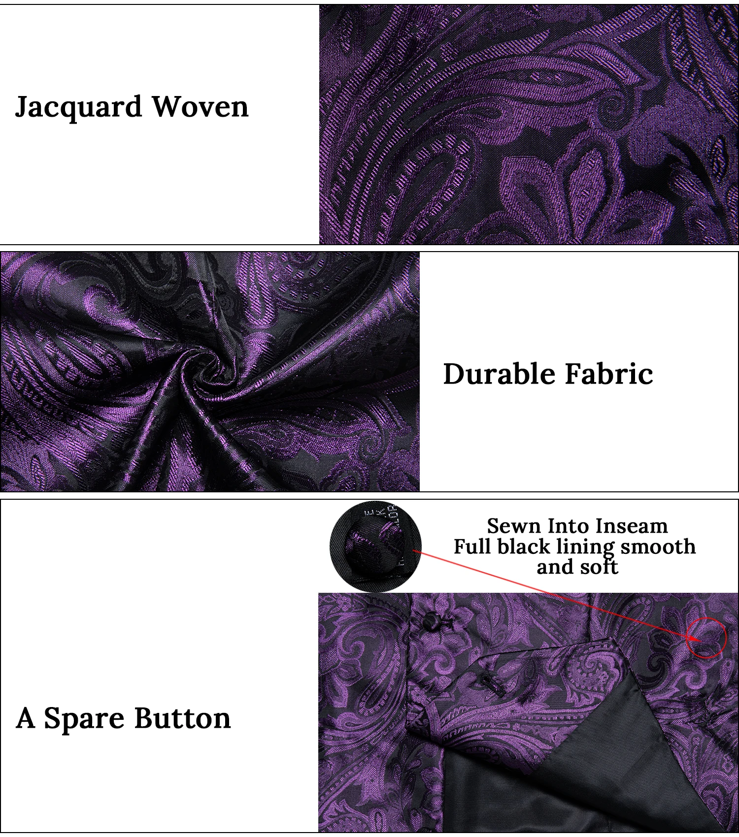 Purple Notch Lapel Paisley Wai - Formal Vest Waistcoat review and price