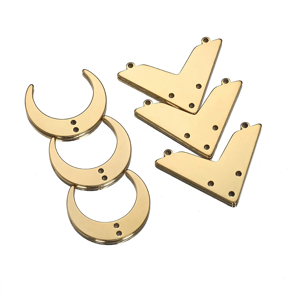 No Fade 10pcs 5pcs Stainless Steel Porous Holes Pendants Gold Color Moon Charms Connectors for Necklace Chain Jewelry Making DIY