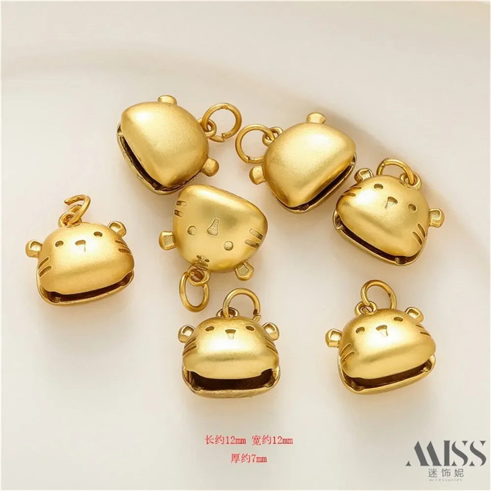 

Mute Gold 18K Gold-plated Tiger Shaped Opening Bell Pendant DIY Handmade Bracelet Necklace Pendant Accessories
