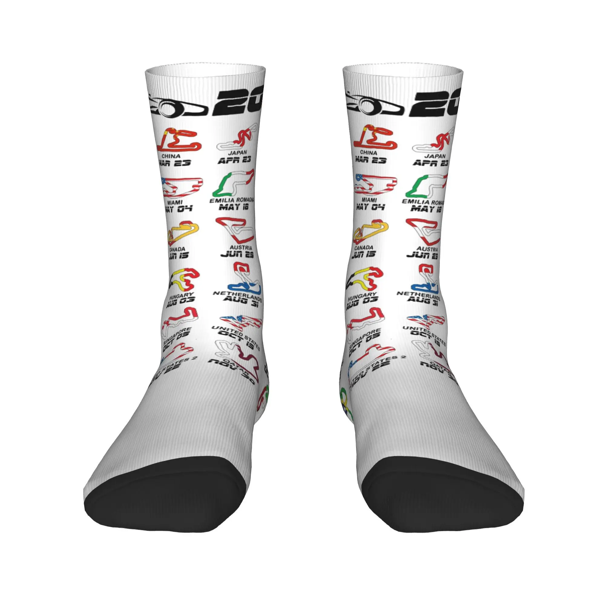 f1 race cars 2025 circuits motorcycle motorcross racing Middle Socks for Women Men All Seasons  Soft Crew Socks Sweat Absorbing