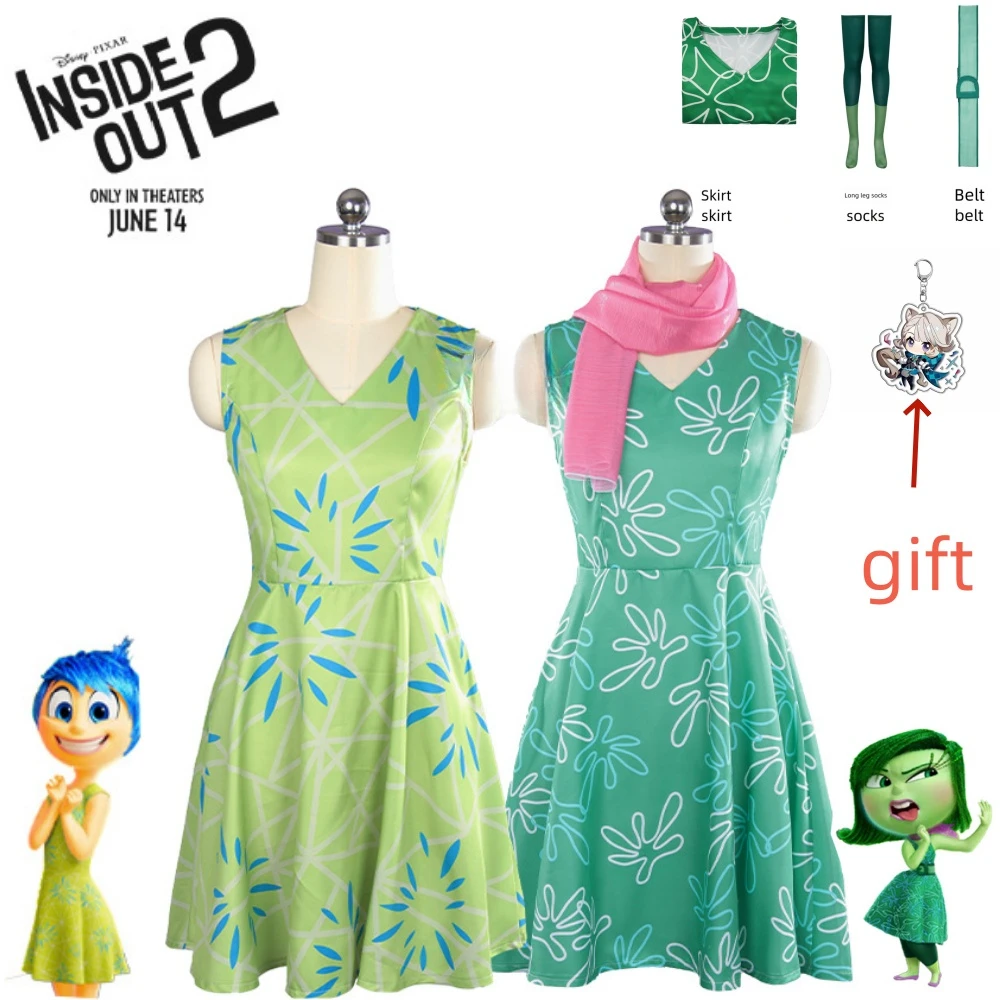 

Inside Out Disgust Joy Cosplay Costume Women Dress Uniform Suit Halloween Carnival Party Role Play Full Set for Adult Kids Cos