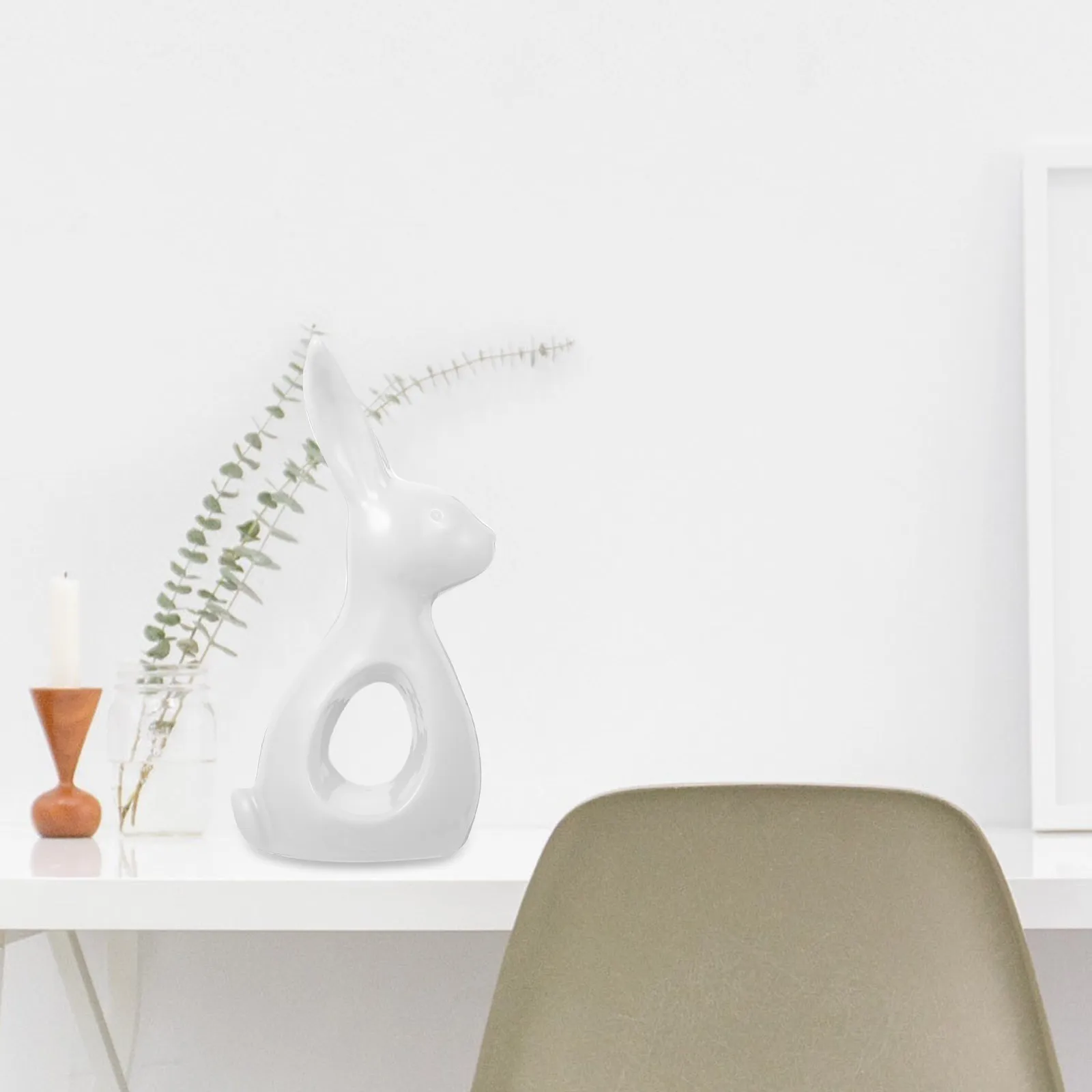 

Керамическая декоративная фигурка кролика: абстрактное украшение из фарфора, стильный декор для рабочего стола, дома, спальни, гостиной, столешницы. Уникальный предмет интерьера.