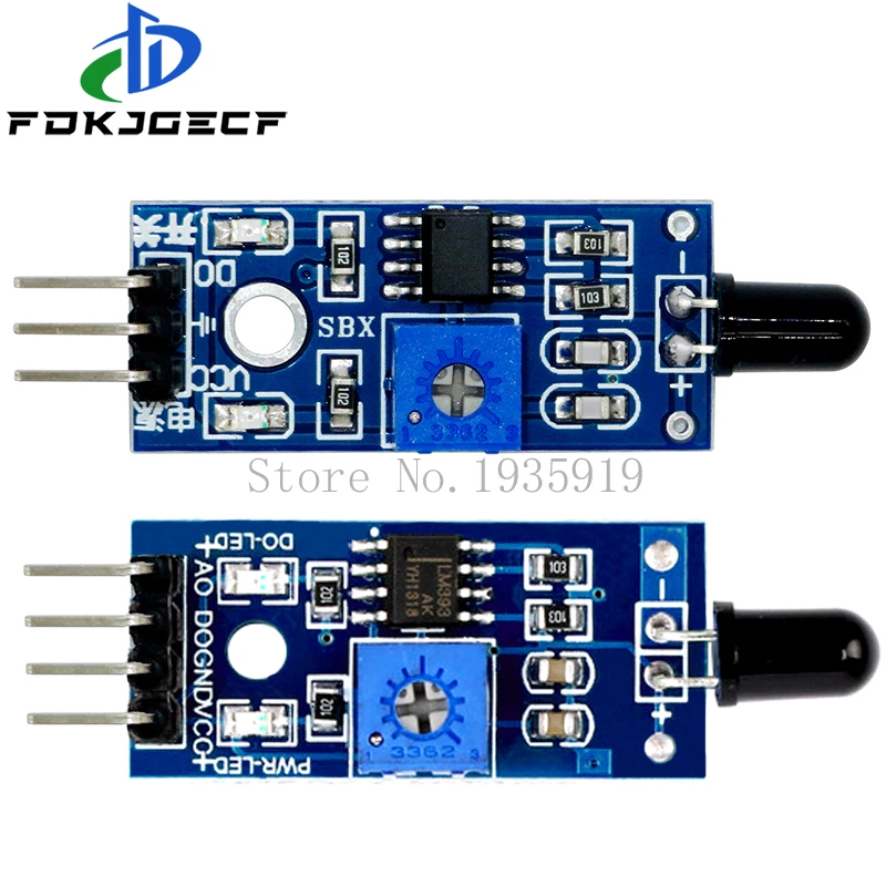Picture 3: LM393 3 Pin / 4 Pin IR Flame Detection Sensor Module Fire Detector Infrared Receiver Module for arduino Diy Kit