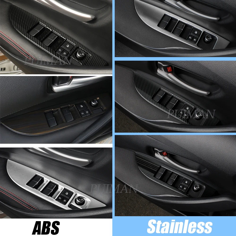 

For Toyota corolla E210 2019 2020 LHD Door Window glass Lift Control Switch Panel cover trim ABS/Stainless car accessories