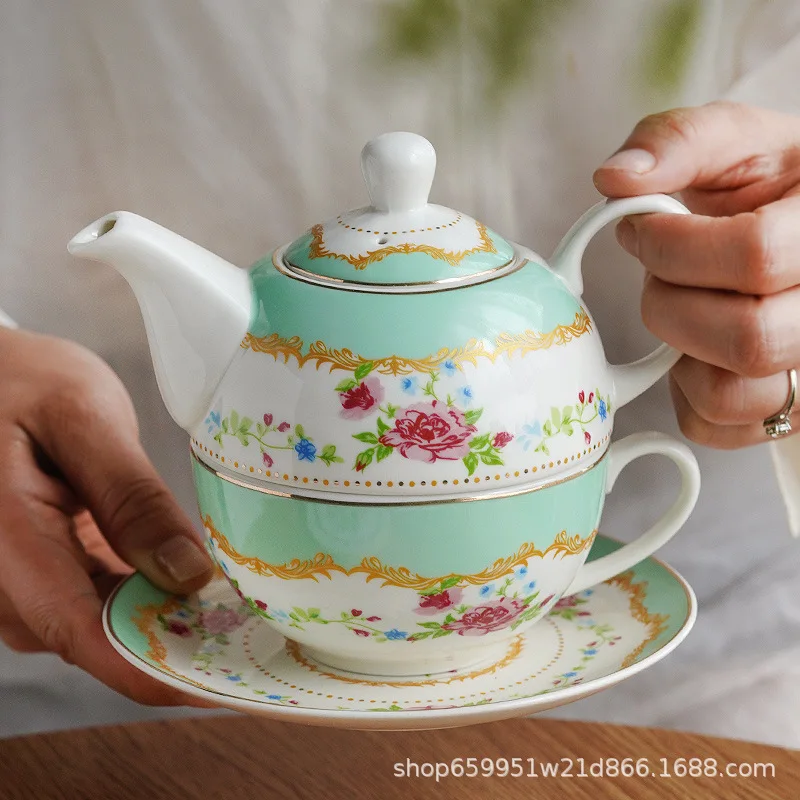 

British Style Ceramic Teapot Cup Set for 1 Person Drink Flower Tea Pot Set Teapot 400ml Cup250ml Home Gift