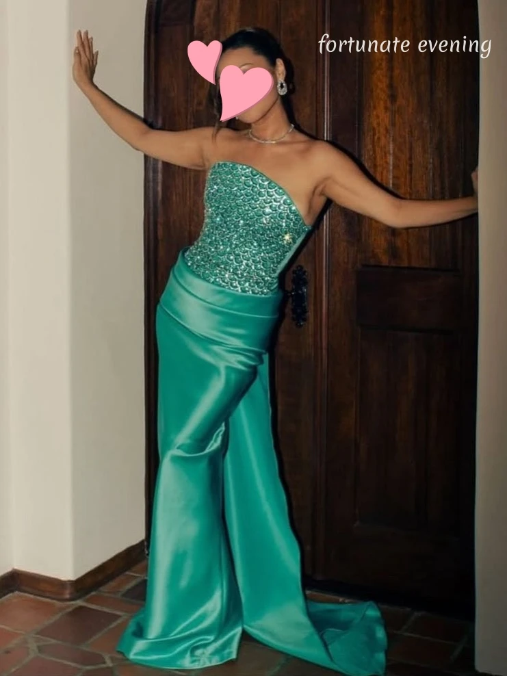 

Fortunate Evening Elegant Vintage Sweet Green Mermaid Beads Lace New Customized Formal Occasion Prom Dress Evening Party Gowns