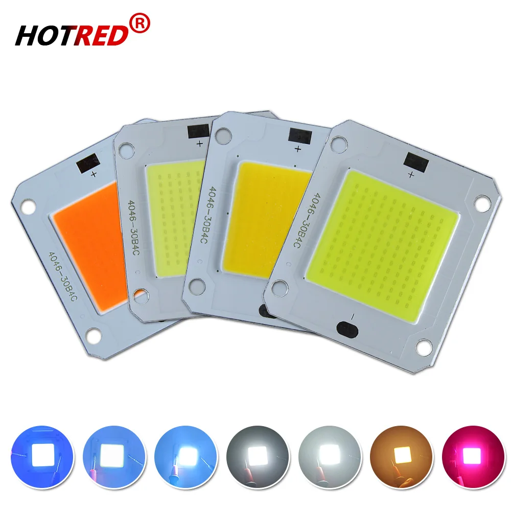 DC12V 50W High Power LED Chip COB Lights Diode 14V 50W Watt Cold Warm White Full Spectrum 3000K-30000K Lamp 44mm lens Heatsink