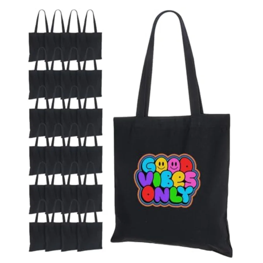 

Lzerking 24 Pack Canvas Tote Bags for HTV Painting Screen Printing 10oz Thick Blank Canvas for Customized Gifts Machine Washabl