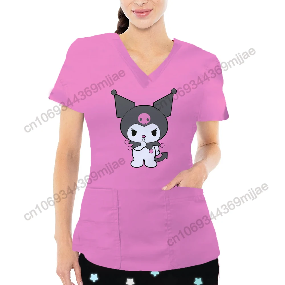 T-shirt à col en V Disney Traf pour femme, uniforme d\'infirmière, vêtements pour femme, poche Yk2, 1 pièce, nouveautés, 2023, 2023