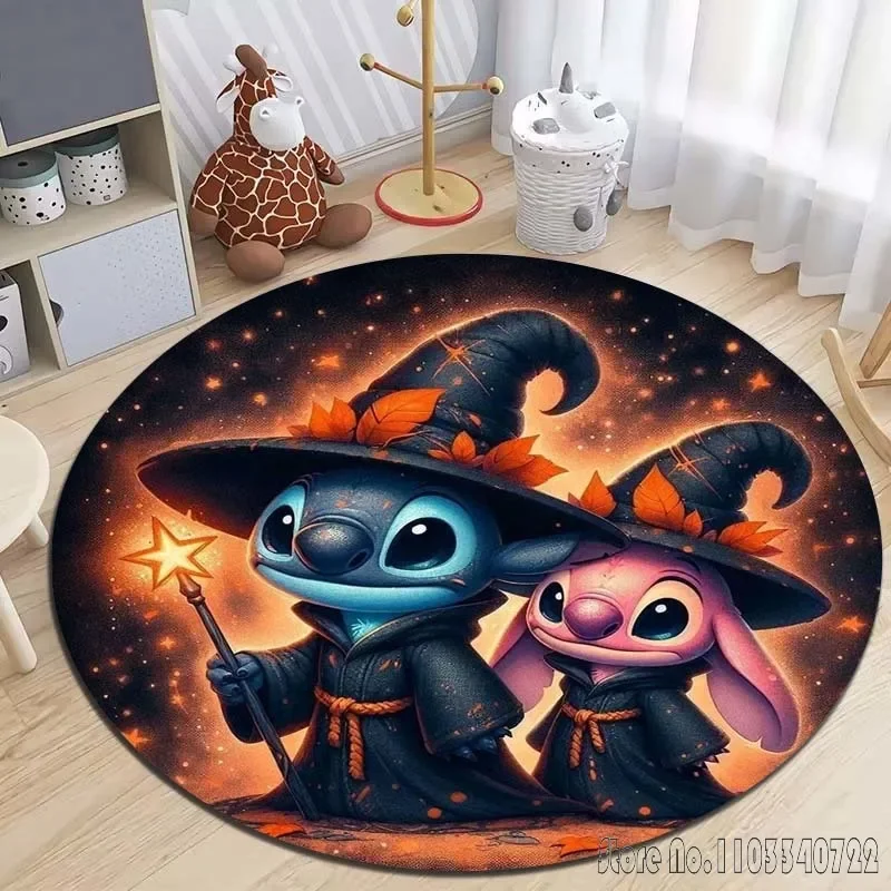 Halloween  Stitch Printed Round Carpet Living Room Sofa Table Large Pet Mat Soft Round Rug Home Decor Holiday Gifts