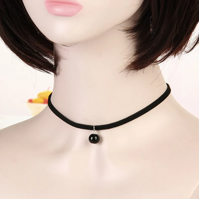 Black Sexy Choker for Women Fashion Pentagon Star Droplet Pendant Necklace Clavicle Lady Jewelry Accessories Girl Gift